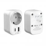 Adaptor retea Tech-Protect TA100, Priza US la EU, 2500W, 2.4A, Alb 2 - lerato.ro