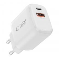 Incarcator retea Tech-Protect NCA45W-GAN, 1x USB-C, 1x USB-A, Power Delivery 45W, Alb