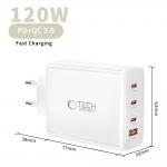 Incarcator retea Tech-Protect NC120W-GAN, 3x USB-C, 1x USB-A, Power Delivery 120W, Alb 6 - lerato.ro