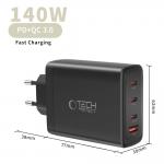 Incarcator retea Tech-Protect NC140W-GAN, 3x USB-C, 1x USB-A, Power Delivery 140W, Negru 6 - lerato.ro