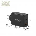 Incarcator retea Tech-Protect NC200W-GAN, 3x USB-C, 1x USB-A, Power Delivery 200W, Negru 6 - lerato.ro