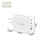 Incarcator retea Tech-Protect NC200W-GAN, 3x USB-C, 1x USB-A, Power Delivery 200W, Alb 6 - lerato.ro