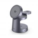 Statie de incarcare 3 in 1 Tech-Protect QI2.2-25W-A48, Putere 25W, 3.5A, Compatibil MagSafe, USB-C, Dark Grey 2 - lerato.ro