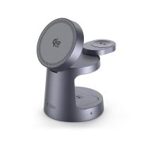 Statie de incarcare 3 in 1 Tech-Protect QI2.2-25W-A48, Putere 25W, 3.5A, Compatibil MagSafe, USB-C, Dark Grey