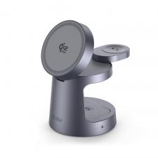 Statie de incarcare 3 in 1 Tech-Protect QI2.2-25W-A48, Putere 25W, 3.5A, Compatibil MagSafe, USB-C, Dark Grey