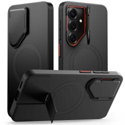 Carcasa Tech-Protect Kevlar Aura cu MagSafe si Stand compatibila cu Samsung Galaxy S26, Negru / Portocaliu