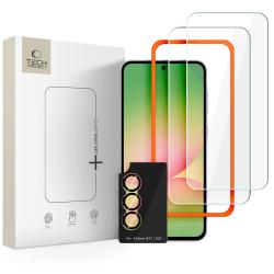 Set protectie 3in1 Tech-Protect Supreme Easy Set Plus, 2 folii sticla ecran + 1 folie sticla camera foto, compatibil cu Samsung Galaxy A37 5G, Transparent