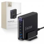 Statie de incarcare 6 in 1 Tech-Protect DC240W-GaN, PD 240W, 5A, 4x USB-C, 2x USB-A, Negru 3 - lerato.ro