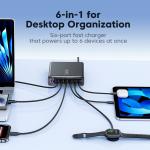 Statie de incarcare 6 in 1 Tech-Protect DC240W-GaN, PD 240W, 5A, 4x USB-C, 2x USB-A, Negru 9 - lerato.ro