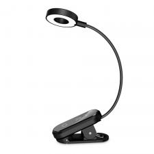 Lampa de citit Tech-Protect LL100, 2W, 25 lm, 3000K-6000K, Clema pentru prindere, Brat ajustabil, 300mAh, USB-C, Negru