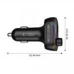 Incarcator auto ech-Protect CC07, 2x USB-A, 1x USB-C, 36W, 3A, 1x Transmitator FM Bluetooth, Fast Charging, Negru 9 - lerato.ro
