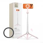 Selfie stick cu trepied Tech-Protect L10S, Rotire 360 grade, Compatibil MagSafe, Telecomanda Bluetooth, Lungime maxima 152cm, Roz / Gri 3 - lerato.ro