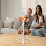 Selfie stick cu trepied Tech-Protect L10S, Rotire 360 grade, Compatibil MagSafe, Telecomanda Bluetooth, Lungime maxima 152cm, Roz / Gri 13 - lerato.ro