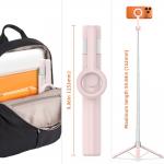 Selfie stick cu trepied Tech-Protect L10S, Rotire 360 grade, Compatibil MagSafe, Telecomanda Bluetooth, Lungime maxima 152cm, Roz / Gri 10 - lerato.ro