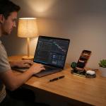 Statie de incarcare 3 in 1 Tech-Protect A51, Incarcare wireless 25W, USB-C, Negru 10 - lerato.ro
