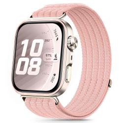Curea Tech-Protect Nylon compatibila cu Huawei Watch Fit 3 / 4 / 4 Pro / 5 / 5 Pro, Roz
