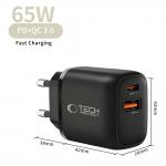 Incarcator retea Tech-Protect NCA65W-GAN, 65W, 3A, 1x USB-A, 1x USB-C, Quick Charging 3.0, Negru 7 - lerato.ro