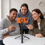 Selfie stick cu trepied Tech-Protect L11S, Compatibil MagSafe, Telecomanda Bluetooth, Baterie CR1632, Lungime maxima 94cm, Negru 11 - lerato.ro