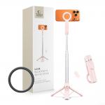 Selfie stick cu trepied Tech-Protect L11S, Compatibil MagSafe, Telecomanda Bluetooth, Baterie CR1632, Lungime maxima 94cm, Roz 3 - lerato.ro