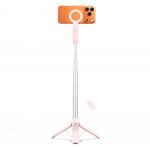 Selfie stick cu trepied Tech-Protect L11S, Compatibil MagSafe, Telecomanda Bluetooth, Baterie CR1632, Lungime maxima 94cm, Roz 2 - lerato.ro