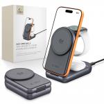 Statie de incarcare Wireless 3 in 1 Tech-Protect A53, 25W, Suport vertical cu MagSafe, Cablu USB-C 1m inclus, Dark Grey 4 - lerato.ro