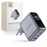 Incarcator retea Tech-Protect PowerVision NC100W-GaN, 100W, 2x USB-C, 1x USB-A, Fast Charging, Display LED, Dark Gray 3 - lerato.ro