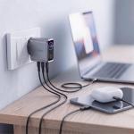 Incarcator retea Tech-Protect PowerVision NC100W-GaN, 100W, 2x USB-C, 1x USB-A, Fast Charging, Display LED, Dark Gray 10 - lerato.ro