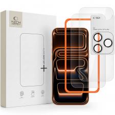 Set protectie 3-in-1 Tech-Protect Easy Set Plus, 2x folie sticla, 1x folie protectie, kit montare inclus, compatibil cu iPhone 18 Pro, Transparent