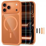 Kit protectie 3in1 Tech-Protect MagOne cu MagSafe + 2 folii proectie Glass Plus compatibile cu iPhone 18 Pro / 17 Pro, Portocaliu / Transparent 2 - lerato.ro