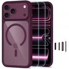 Huse si carcase iPhone 18 Pro, Kit protectie 3in1 Tech-Protect MagOne cu MagSafe + 2 folii proectie Glass Plus compatibile cu iPhone 18 Pro / 17 Pro, Dark Purple / Clear, lerato.ro