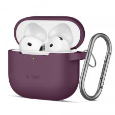 Husa Tech-Protect Silicone Hook compatibila cu Apple AirPods 4 / 5, Burgundy