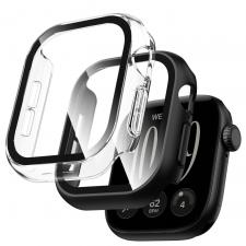Set 2 carcase cu protectie ecran din sticla securizata Tech-Protect Defense compatibile cu Apple Watch 12 (46mm), Negru / Transparent