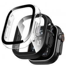 Set 2 carcase cu protectie ecran din sticla securizata Tech-Protect Defense compatibile cu Apple Watch Ultra 1 / 2 / 3 / 4 (49mm), Negru / Transparent