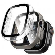 Set 2 carcase cu protectie ecran din sticla securizata Tech-Protect Defense compatibile cu Apple Watch Ultra 1 / 2 / 3 / 4 (49mm), Titan / Transparent