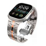 Curea Tech-Protect Stainless compatibila cu Apple Watch 8/9/10/11/12/SE/Ultra, 44/45/46/49mm, Titan / Portocaliu 3 - lerato.ro