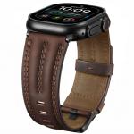 Curea din piele Tech-Protect LeatherFit Craft compatibila cu Apple Watch 6/7/8/9/10/SE/Ultra 1/2, 44/45/46/49mm, Maro 3 - lerato.ro
