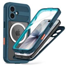 Carcasa waterproof Tech-Protect ShellBox cu MagSafe compatibila cu iPhone 17, IP68, Protectie display, Ocean Blue