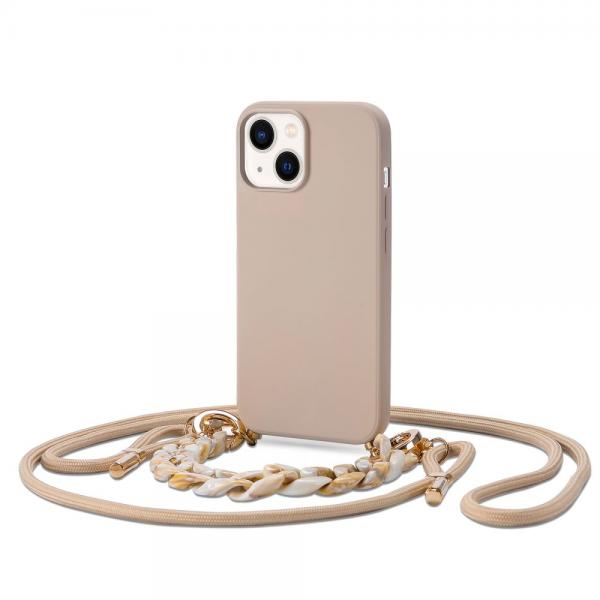 Carcasa cu snur TECH-PROTECT Icon Chain compatibila cu iPhone 14 Plus Beige