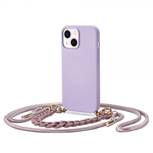 Carcasa cu snur TECH-PROTECT Icon Chain compatibila cu iPhone 14 Plus Violet 1 - lerato.ro