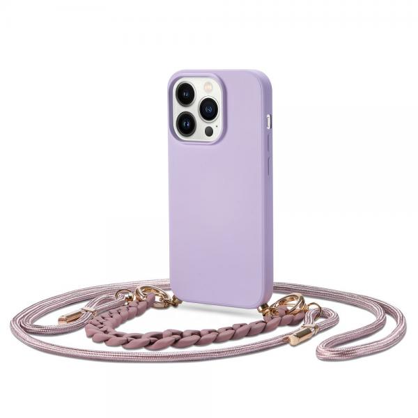 Carcasa cu snur TECH-PROTECT Icon Chain compatibila cu iPhone 14 Pro Violet