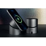 Incarcator wireless cu difuzor Bluetooth 5.0 si suport telefon Tiktaalik Alu, 10W, 500 mAh, autonomie 18 ore, Compatibil Magsafe, Argintiu 3 - lerato.ro
