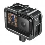 Carcasa de protectie din aluminiu pentru camera video sport Telesin GP-FMS-G11 compatibila cu GoPro Hero 11 / 10 / 9, filet 1/4 inch, 2 suporturi cold shoes, Negru 8 - lerato.ro