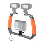 Suport tip stabilizator pentru scufundari Telesin compatibil cu camere video sport, Aluminiu, Gri/Portocaliu 3 - lerato.ro