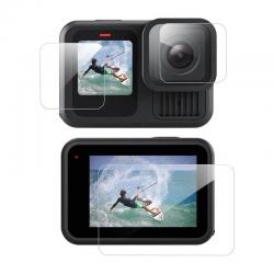 Folie protectie lentila si display Telesin pentru camera video sport GoPro Hero 13, Sticla securizata, Transparent