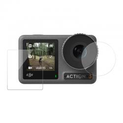 Folie protectie sticla seccurizata lentila si display Telesin OA-FLM-007 pentru camera video sport DJI Osmo Action 3/4, Transparent