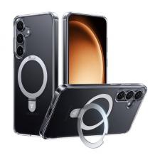 Huse si carcase Samsung Galaxy S25, Carcasa Torras Ostand Series cu suport compatibila cu Samsung Galaxy S25, Transparent, lerato.ro