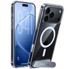Huse si carcase iPhone 18 Pro, Husa Torras Ostand L1 cu MagSafe si Stand compatibila cu iPhone 18 Pro, Transparent, lerato.ro