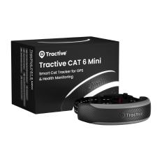Dispozitiv monitorizare pentru pisici Tractive GPS CAT 6 Mini, Autonomie 7 zile, Monitorizare ritm cardiac / frecventa respiratorie, Live Tracking, Compatibil iOS / Android, Negru
