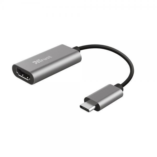 Adaptor Trust DALYX, USB-C tata la HDMI 2.0 mama, rezolutie suportata: 4K60Hz, 1080p240Hz, 20g, lungime 20 cm, argintiu 1 - lerato.ro