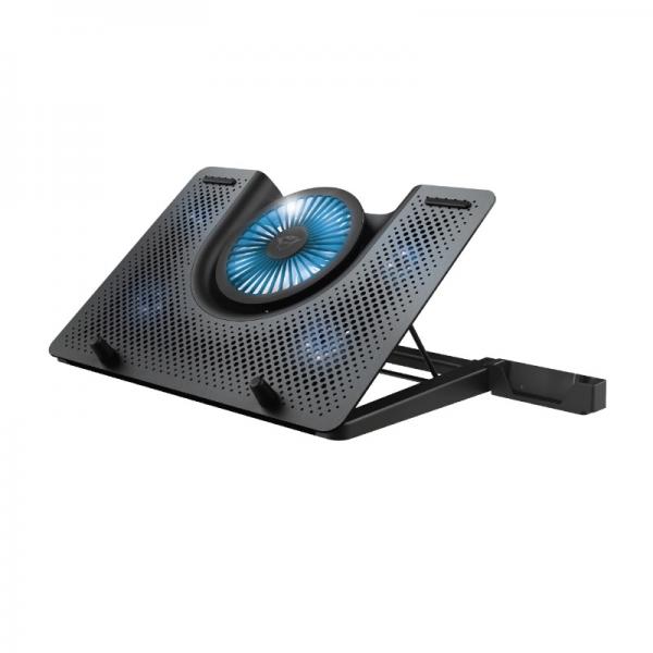 Cooler laptop gaming Trust GXT 1125 QUNO, compatibil pana la 17", numar ventilatoare: 5, 800 rpm, USB, aluminiu, iluminare LED albastru, 50 x 400 x 280 mm, 1.06 kg, negru 1 - lerato.ro